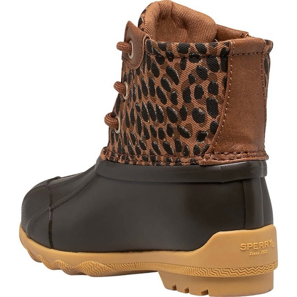 Sperry Toddler Little Girls Duck Boots Leopard Print NIB NEW - Picture 3 of 6